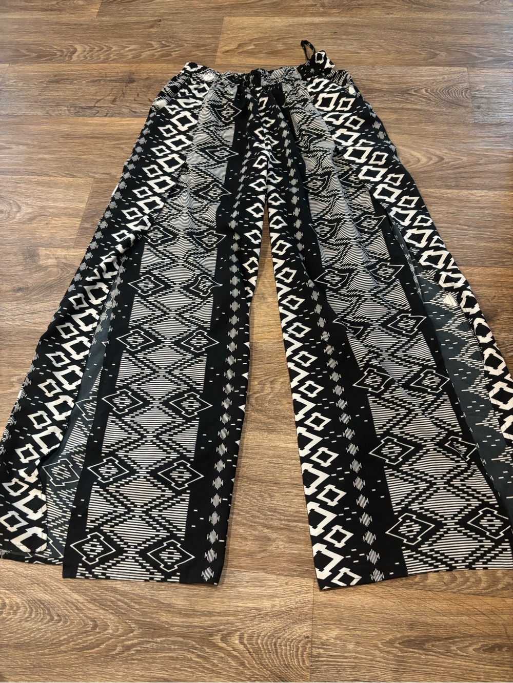 Earthbound Trading Sheer Split Leg Palazzo Pants Boho Geometric Womens Medium
